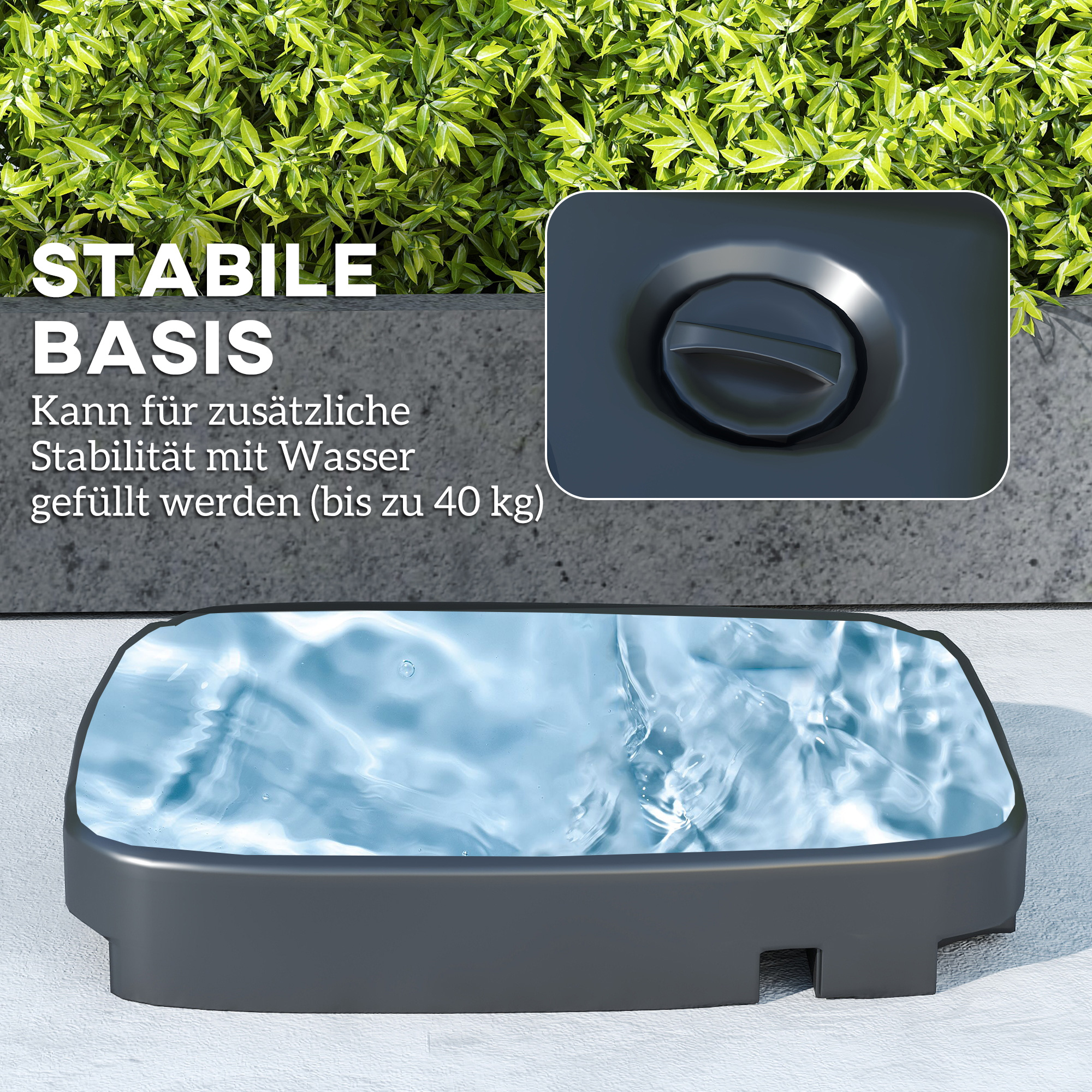 Ampelschirm 247 x 247cm neigbar Sonnenschirm mit Doppeldach Kurbel Ständer Wasserabweisend Hellgrau