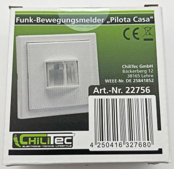 Funk-Bewegungsmelder für "Pilota Casa" / IP20, 90°/8m PIR, Aufputz 30mm flach