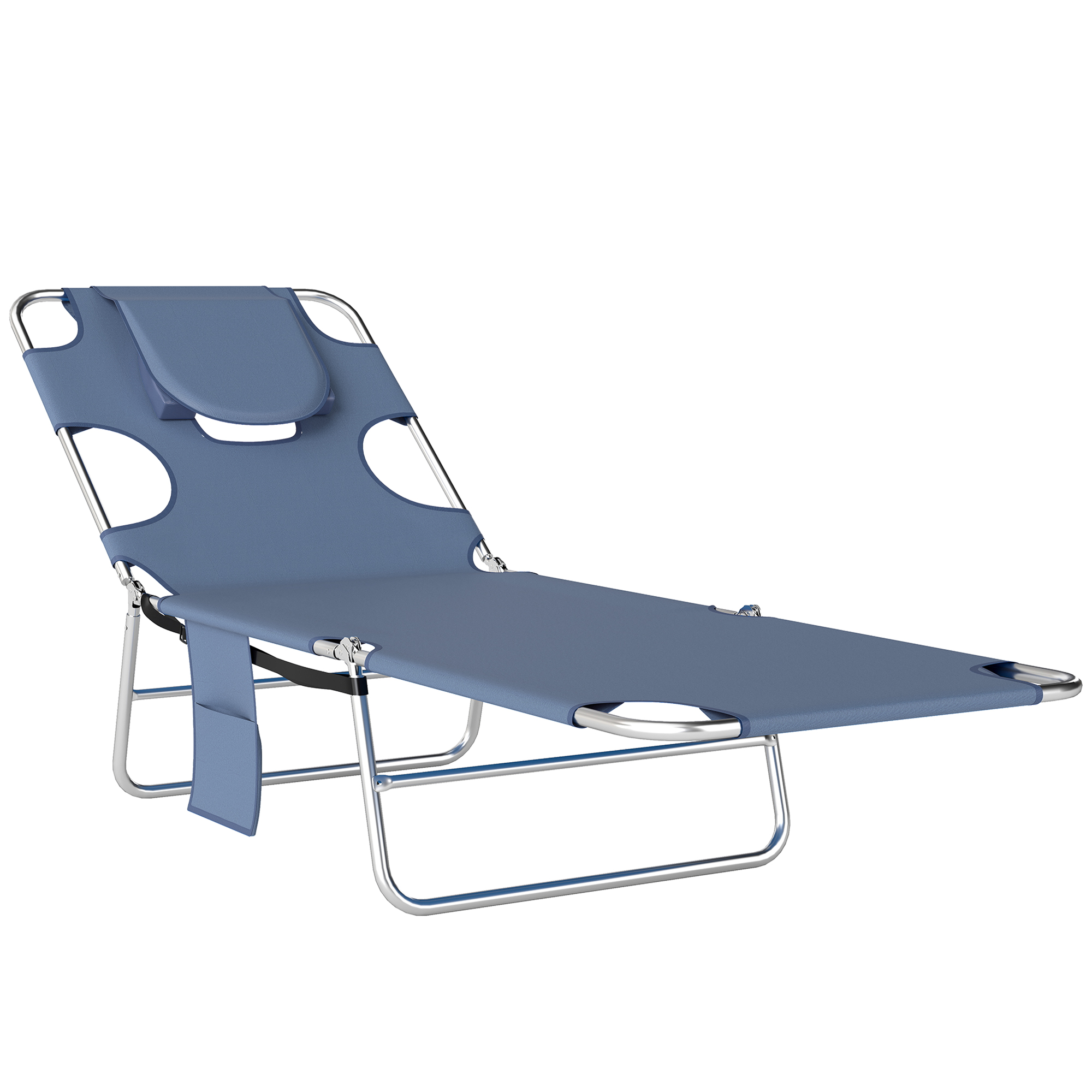 Gartenliege, Liegestuhl mit gepolsterter Gesichtsöffnung, Massage-Liege für draußen, Seitentasche, Stoff, Metall, Grau