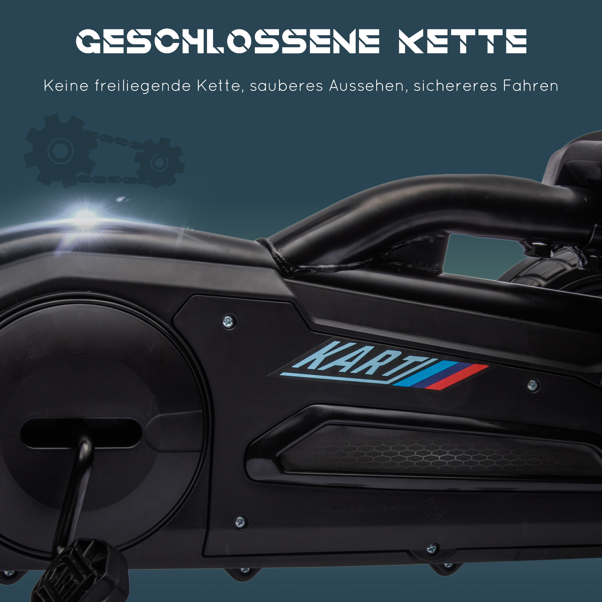 Go-Kart, Kinderfahrzeug mit verstellbarem Sitz, Tretfahrzeug, Tretauto mit Handbremse, 3-8 Jahre, Outdoor, Schwarz