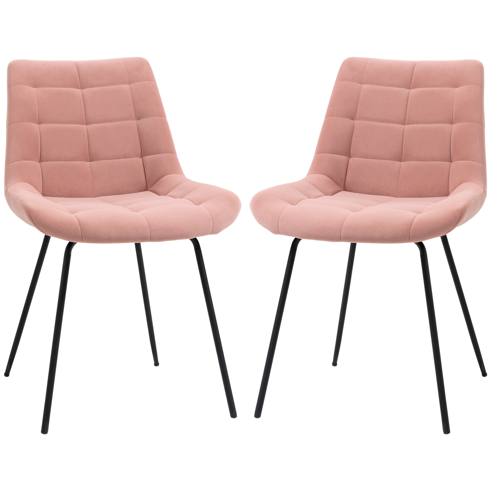 2er-Set Esszimmerstühle Akzentstühle Küchenstühle, Retro-Design, Samtoptik, 50 cm x 61 cm x 79 cm, Rosa 2er-Set Esszimmerstühle Akzentstühle Küchenstühle, Retro-Design, Samtoptik, 50 cm x 61 cm x 79 cm, Rosa
