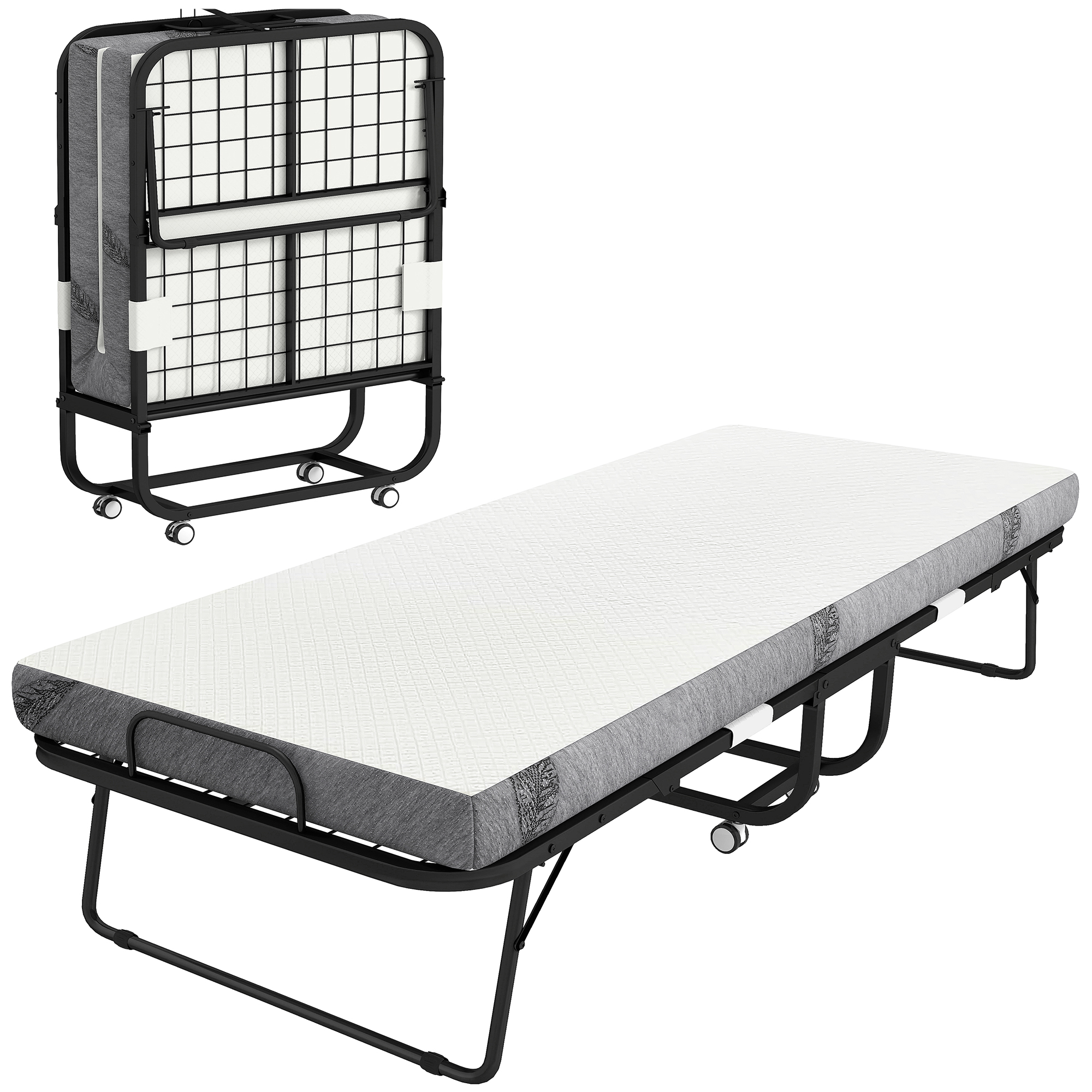 Klappbett 80x200 cm Erwachsene Gästebett Klappbar mit 10cm Dicker Schaumstoff Reisebett mit Stahlrahmen Feldbett mit Rollen bis 150 kg belastbar Einzelbett Klappbett 80x200 cm Erwachsene Gästebett Klappbar mit 10cm Dicker Schaumstoff Reisebett mit Stahlrahmen Feldbett mit Rollen bis 150 kg belastbar Einzelbett