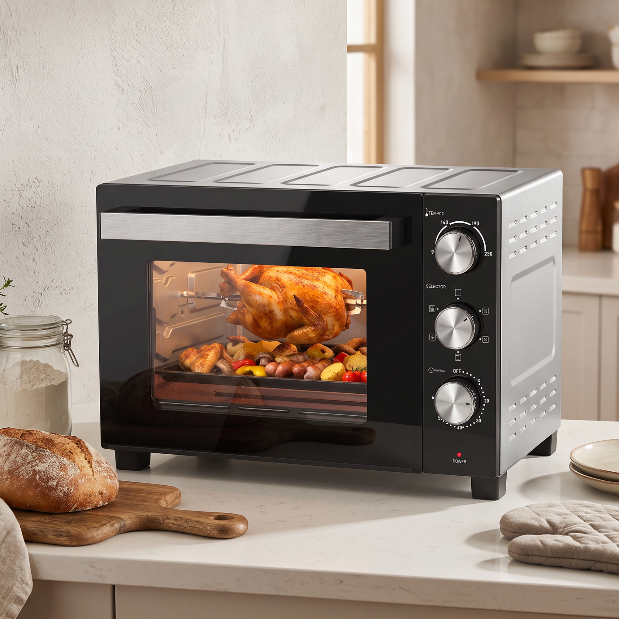36 L Miniofen mit Umluft, 90–230 °C Temperaturregelung, 1500 W