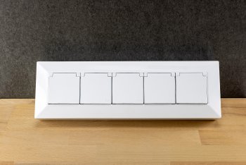 4-fach Steckdosenblock, USB-A+C, weiß / 250V~/ 16A, USB 3,1A, PD, mit Klappen
