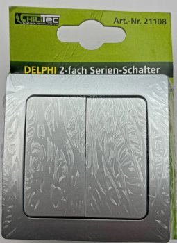 DELPHI Serien-Schalter 2-fach / 250V~/ 10A, inkl. Rahmen, UP, silber