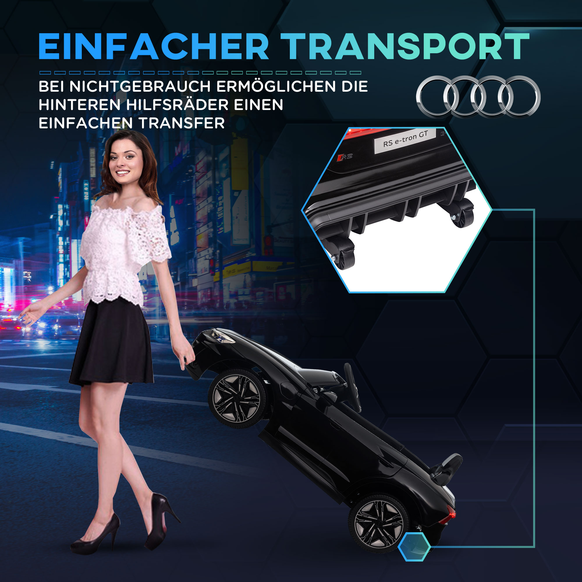 Kinderauto, Elektroauto, Audi, mit Sicherheitsgurt, Fernbedienung, Licht, schwarz, 103 x 58 x 41cm