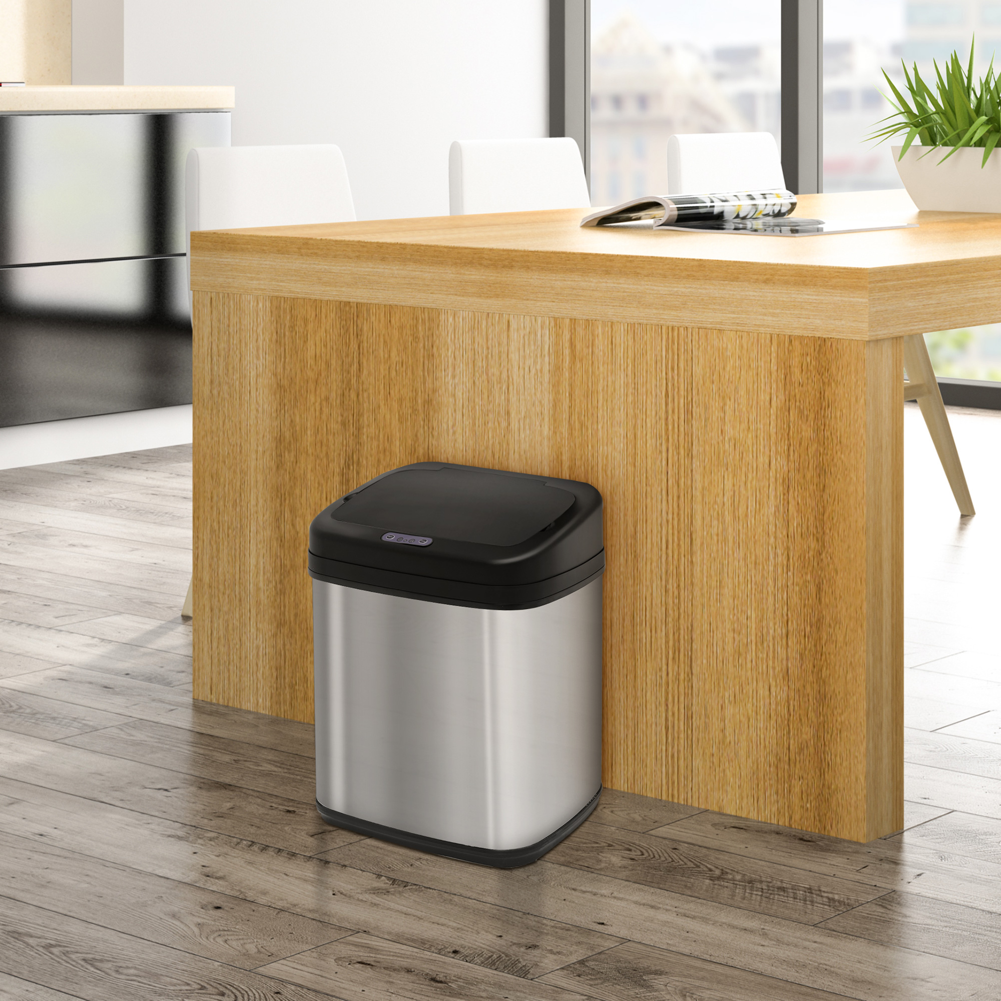 Sensor Mülleimer 20L Edelstahl Automatischer Mülleimer mit Bewegungssensor, Inneneimer 33 x 25 x 42,5 cm Silber+Schwarz