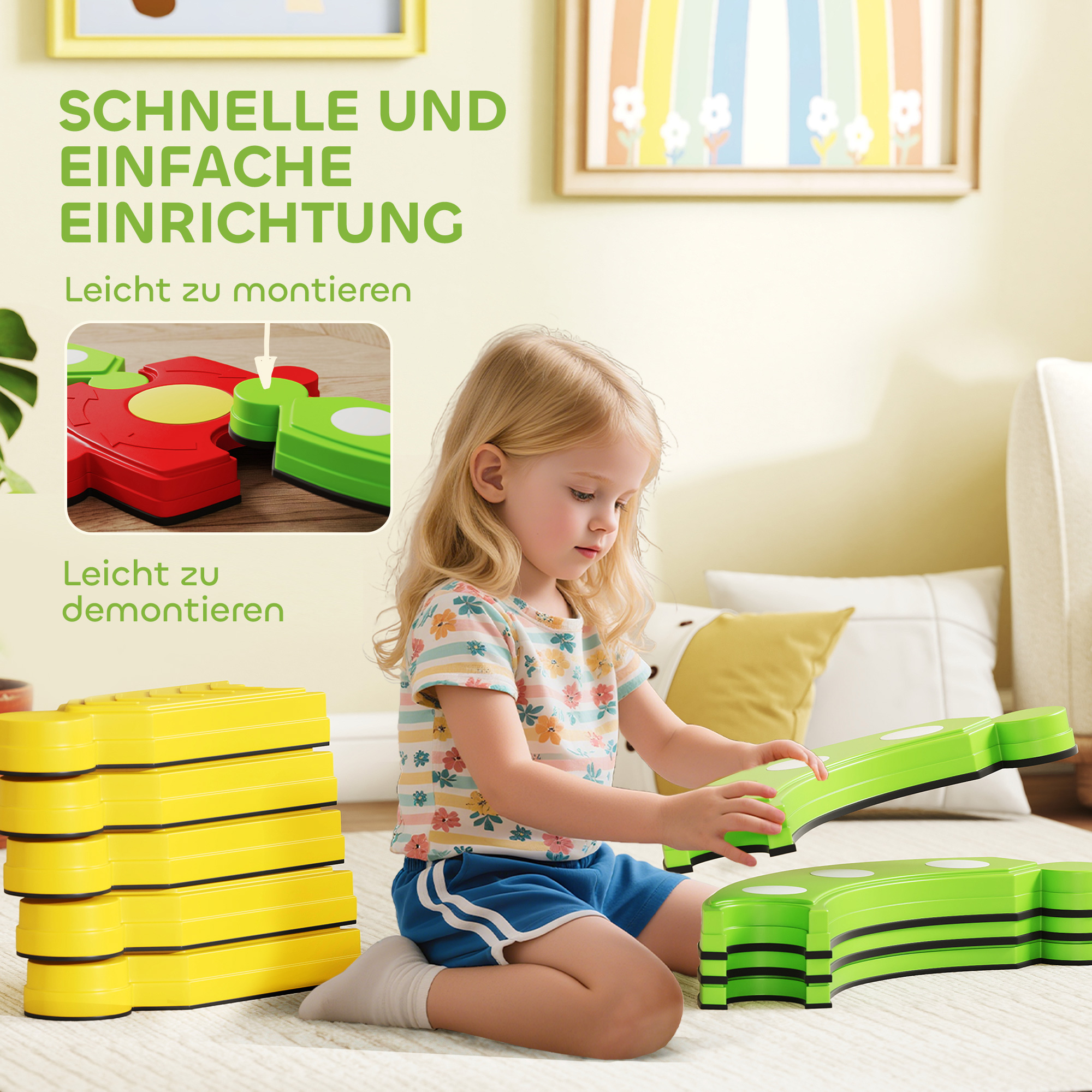Balancebalken für Kinder, interaktives Gestell, rutschfest, Kunststoff, Bunt