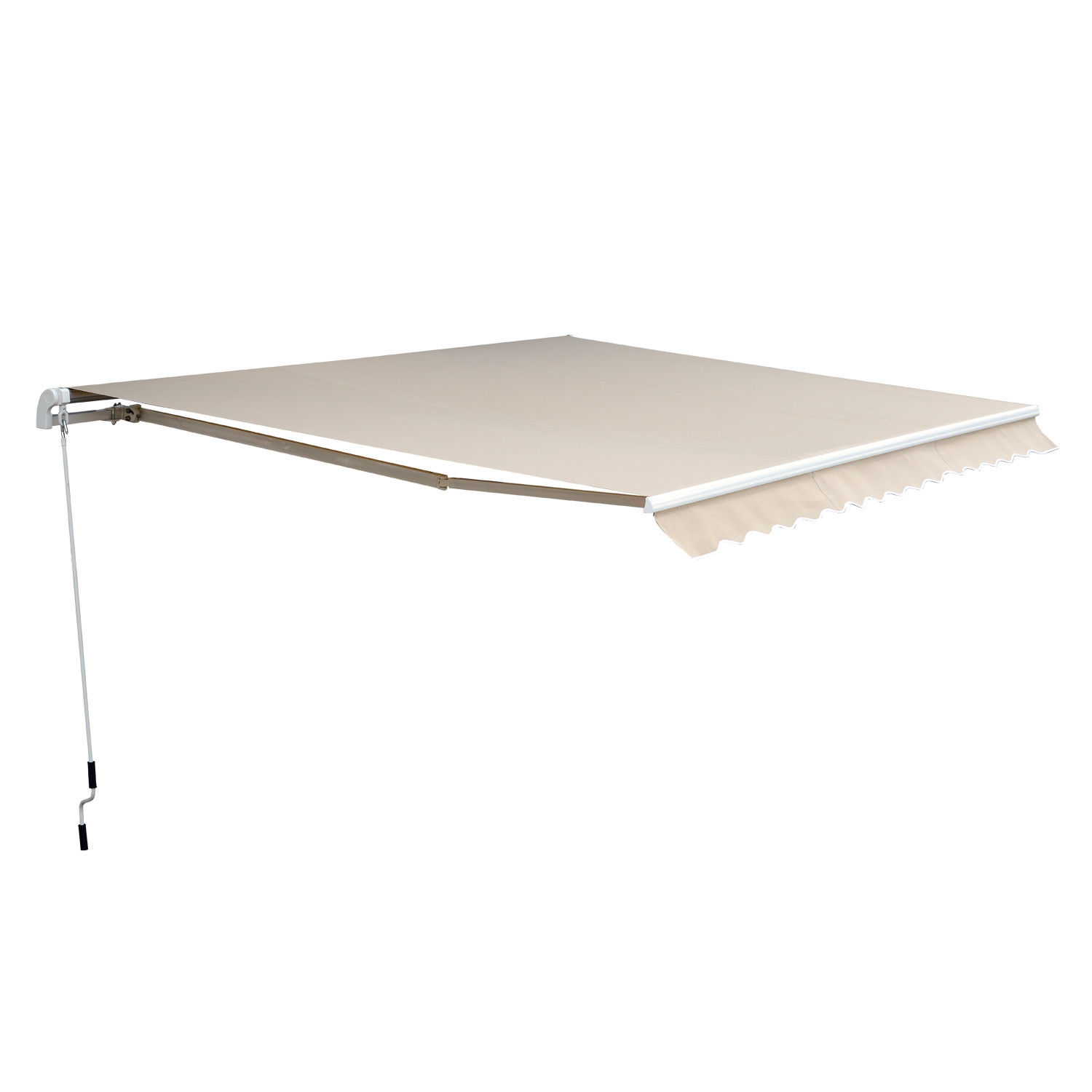 Gelenkarmmarkise Verstellbare Klemmmarkise Terrassenmarkise 4,5 x 3m Sonnenschutz mit Kurbel, Balkonmarkise, Beige