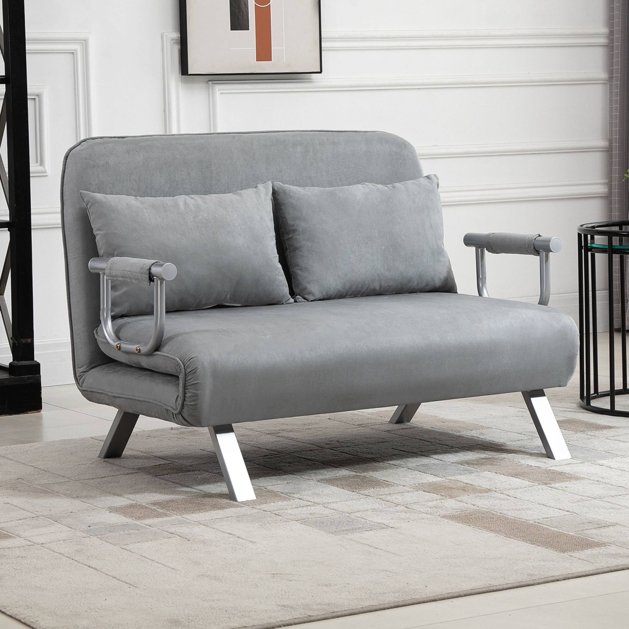 Schlafsofa, Doppelsofa, Gästebett, inklusive 2 Kissen, Grau