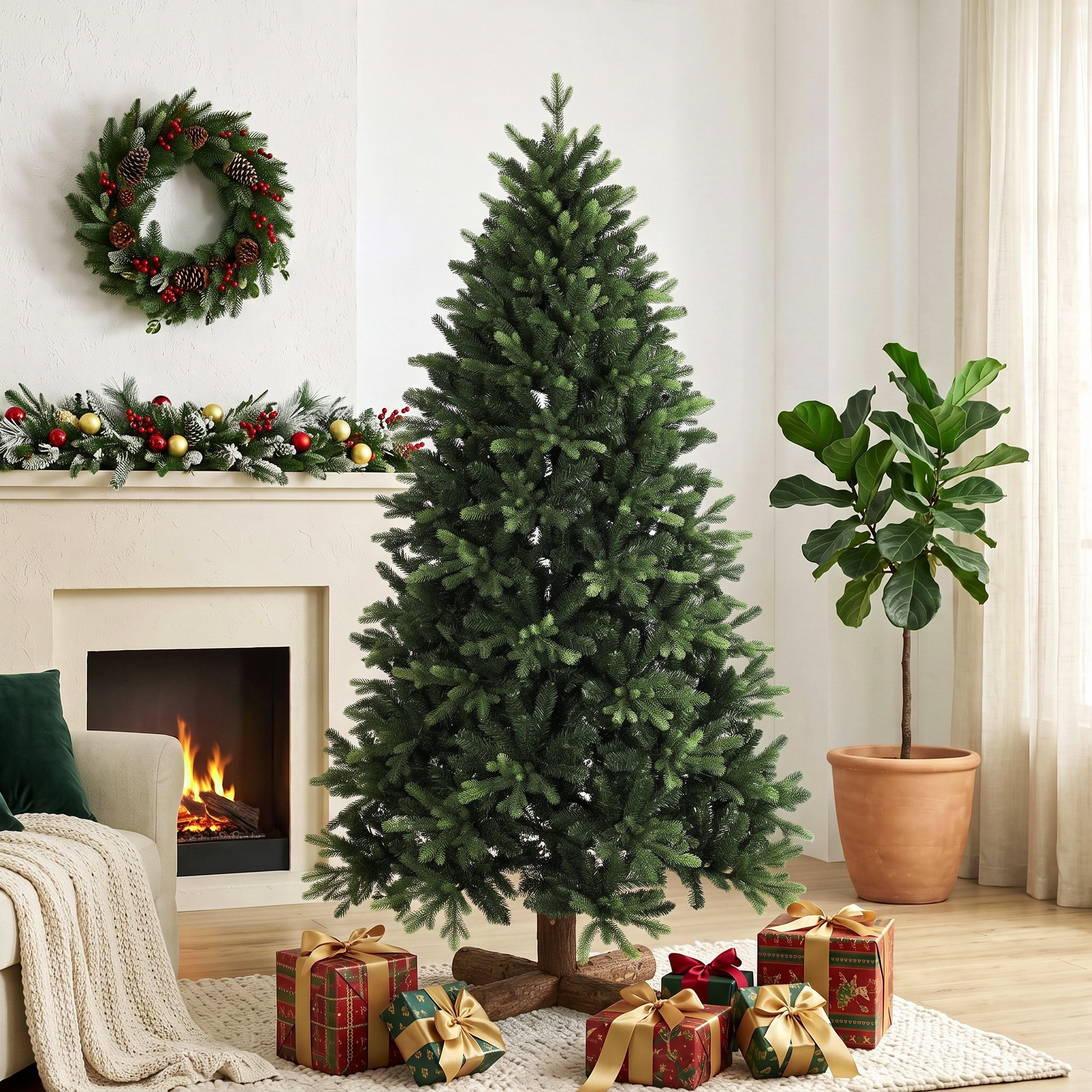 künstlicher Weihnachtsbaum, 180 cm, mit 2419 PE- & PVC-Zweigspitzen, Klappsystem, grün