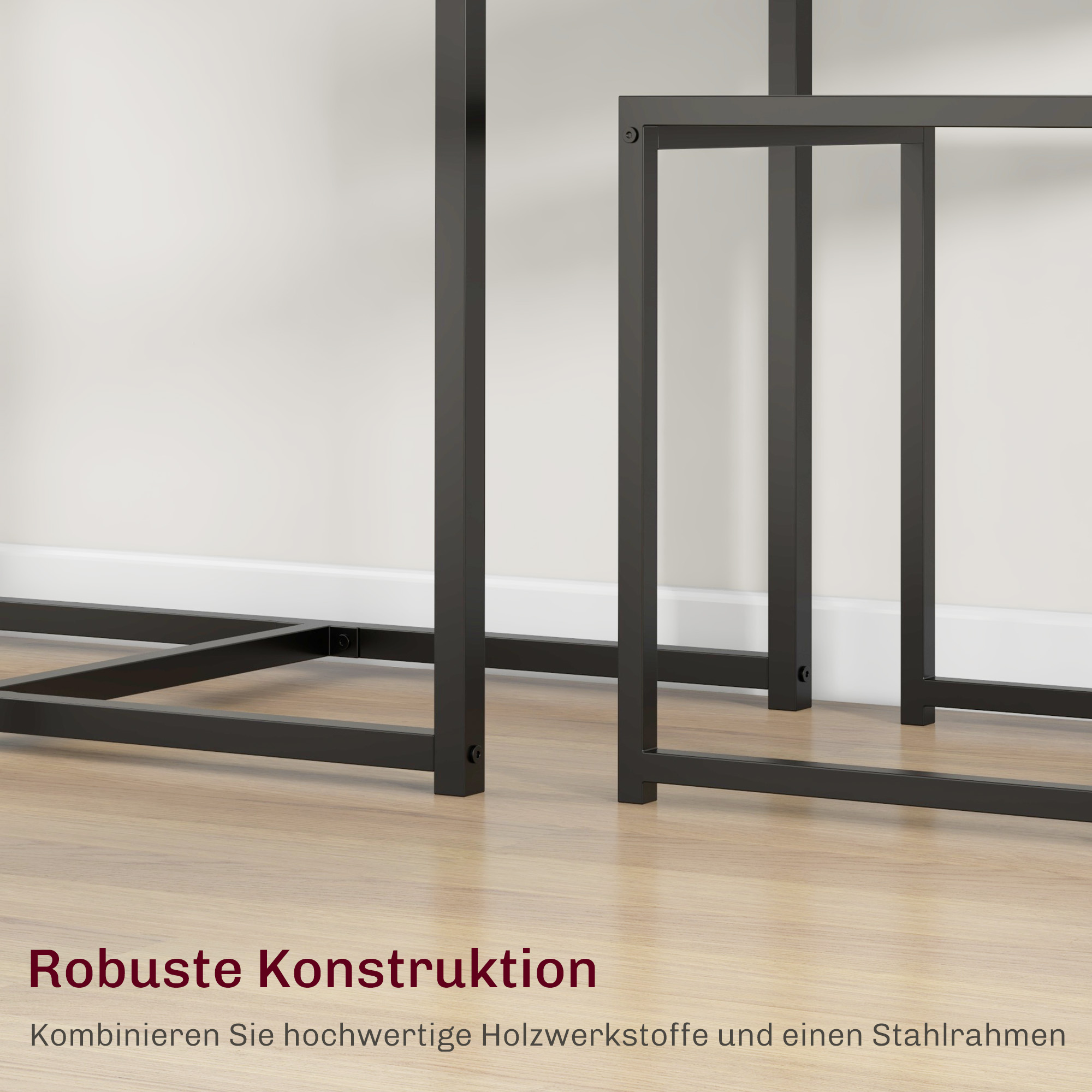3-teiliges Bartisch-Set Hochtisch-Set 3-teilig, 2 Stühle, 1 Tisch, 90 cm x 47 cm x 76 cm, Schwarz