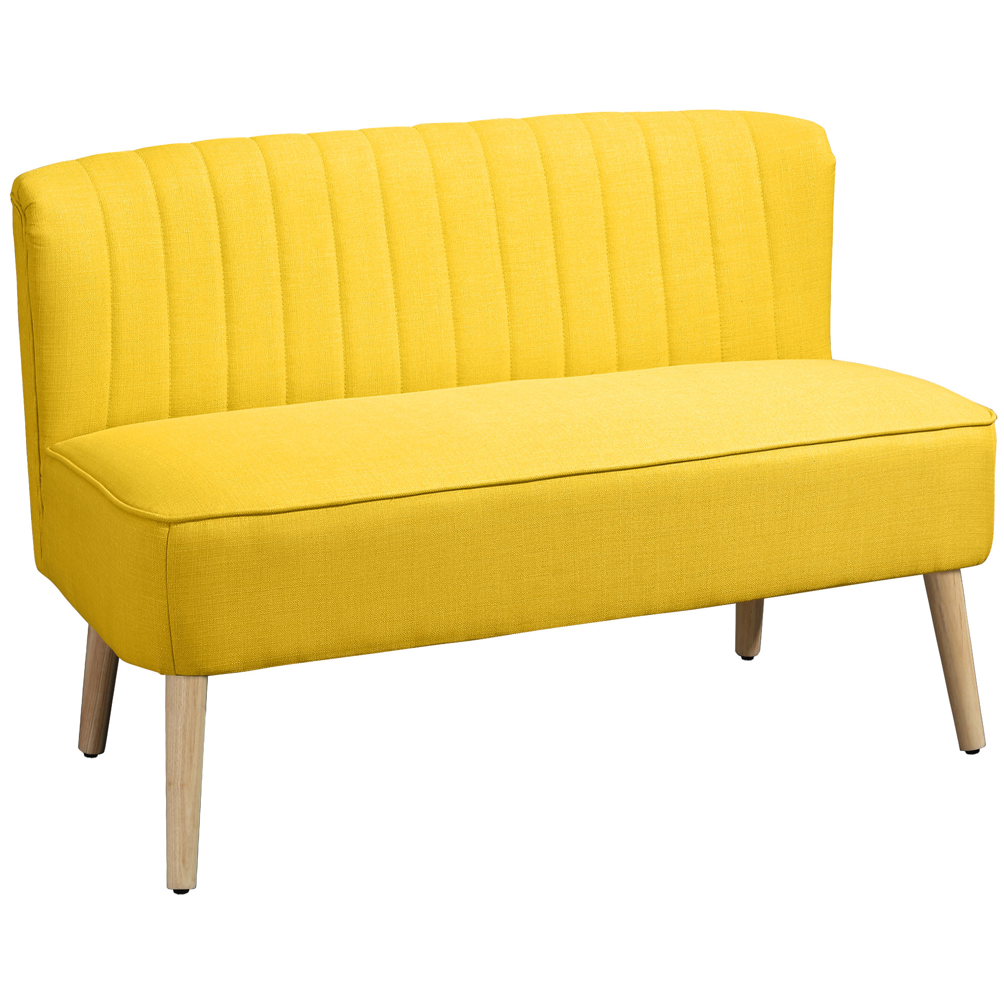 2-Sitzer Sofa, weiche Polsterung, pflegeleichter Bezug, bis 220 kg, 117 x 56,5 x 77 cm, Gelb