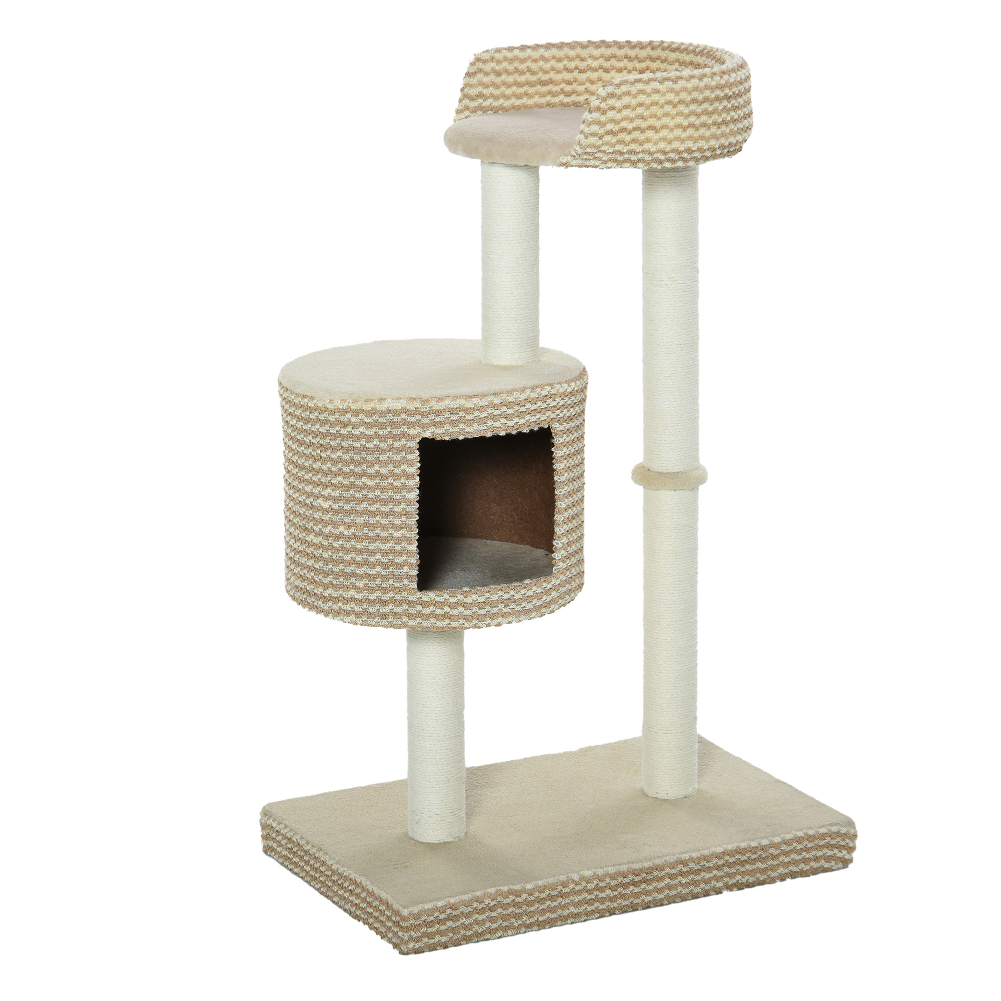 Katzenbaum Kratzbaum Kletterbaum Katzenkratzbaum, kuschelige Aussichtsplattformen, beige und kaffee, Spanplatte, Plüsch, Jute, 61x41x96 cm Katzenbaum Kratzbaum Kletterbaum Katzenkratzbaum, kuschelige Aussichtsplattformen, beige und kaffee, Spanplatte, Plüsch, Jute, 61x41x96 cm