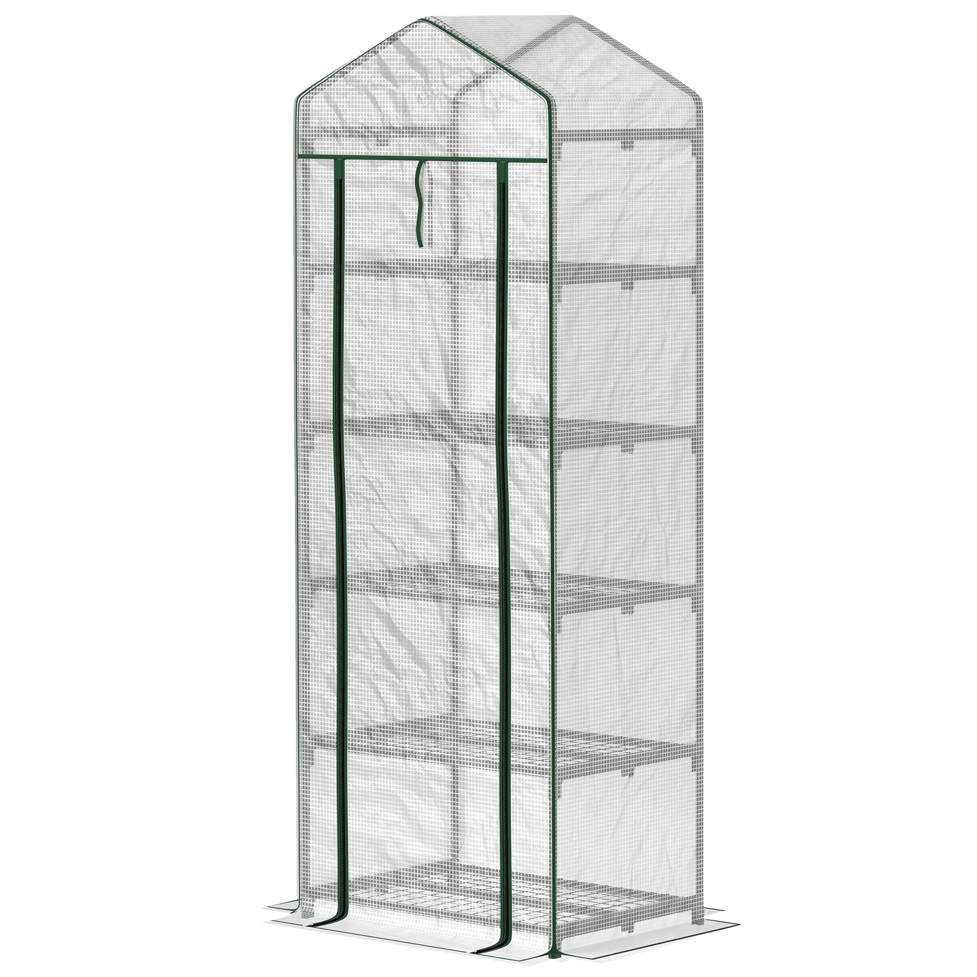 Mini-Gewächshaus für Blumen oder Gemüse, Stahl, Kunststoff, 69L x 49B x 193H cm, Weiß