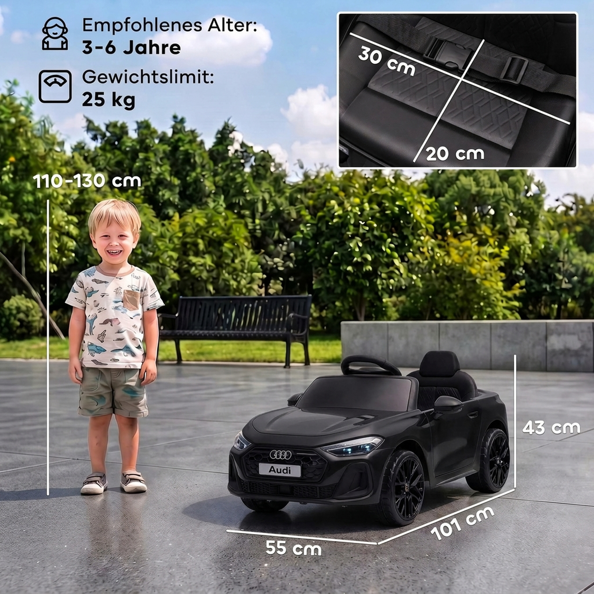 Kinder Elektroauto Audi A5L 12V Kinderauto mit 2,4 G Fernbedienung 2 Motoren Lithium-Akku Sanftanlauf 4-Rad-Federung