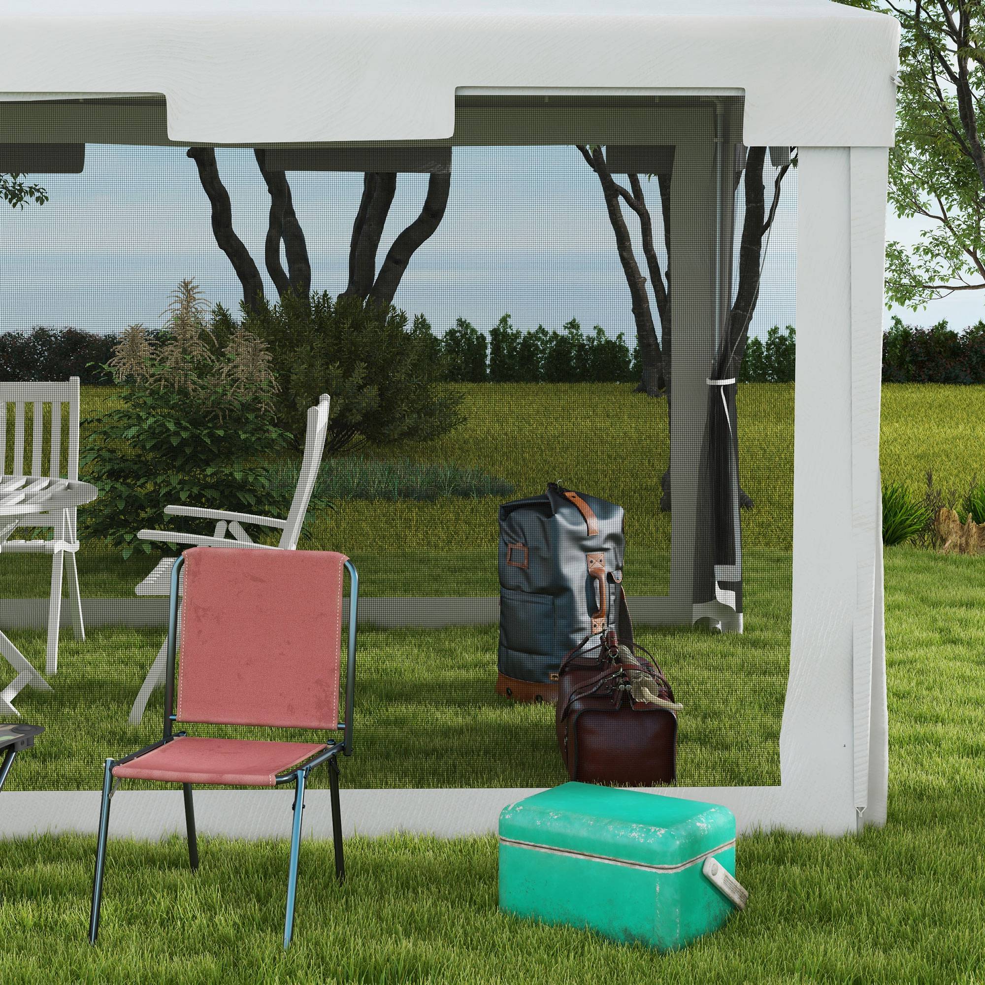 Pavillon Gartenzelt 3 x3 m Pavillon, wetterbeständig, faltbar, 395cm x 295cm x 255 cm, Weiß