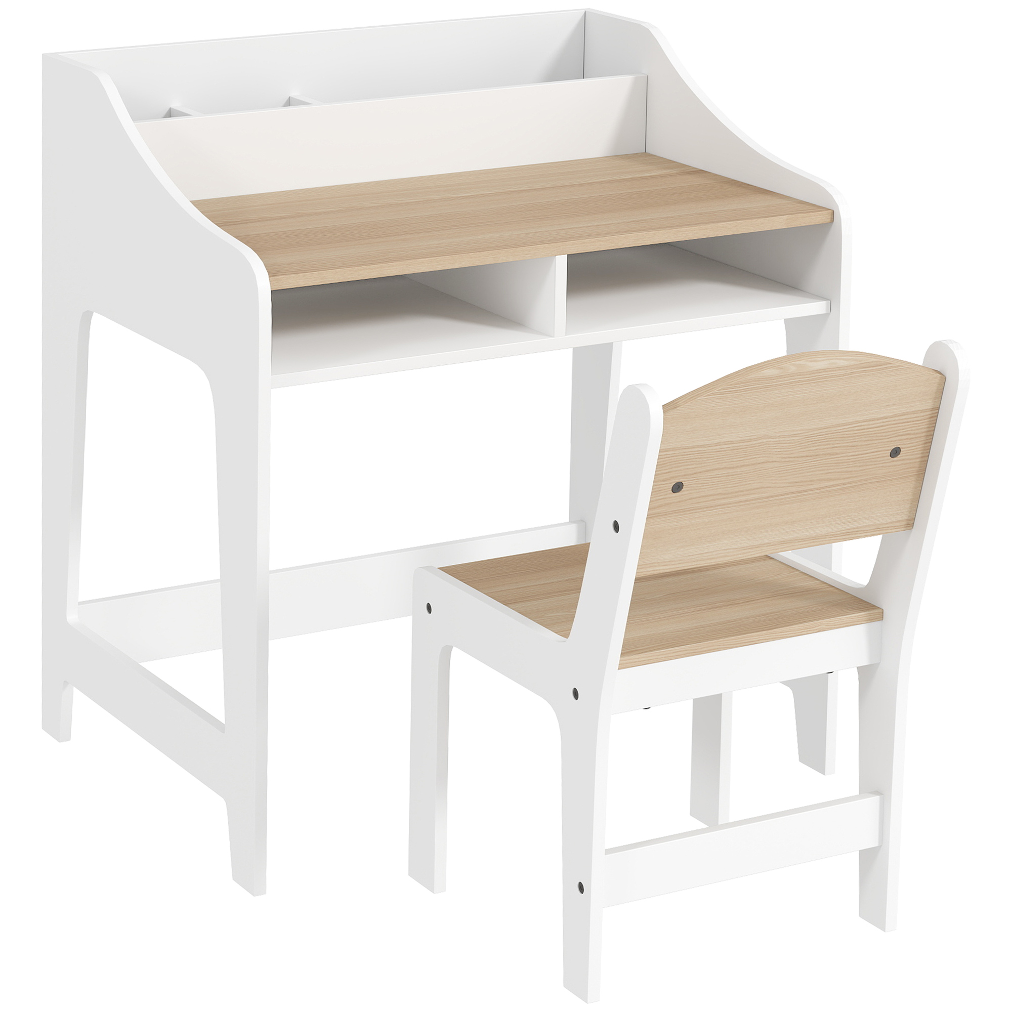 Kinder-Schreibtisch-Set mit Stauraum, offene Fächer, Stuhl, 3-8 Jahre, Holz Kinder-Schreibtisch-Set mit Stauraum, offene Fächer, Stuhl, 3-8 Jahre, Holz