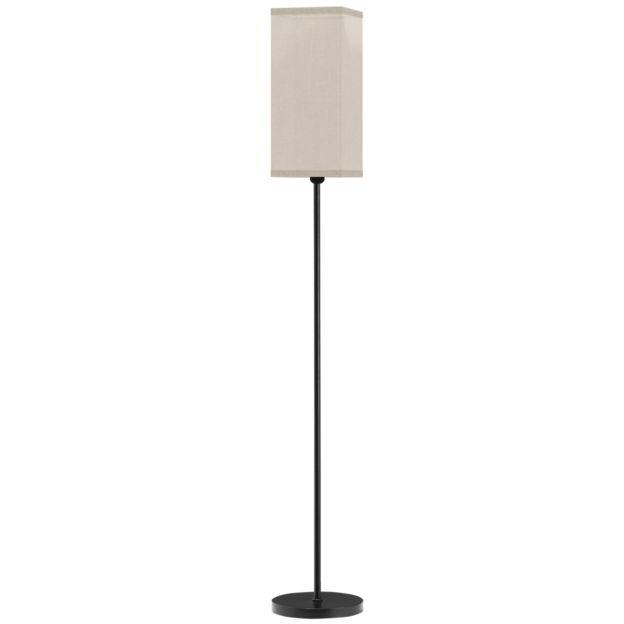 Moderne Stehlampe mit Kunstleinen-Schirm und Fußschalter, für Wohnzimmer und Schlafzimmer, Metall, Schwarz Moderne Stehlampe mit Kunstleinen-Schirm und Fußschalter, für Wohnzimmer und Schlafzimmer, Metall, Schwarz