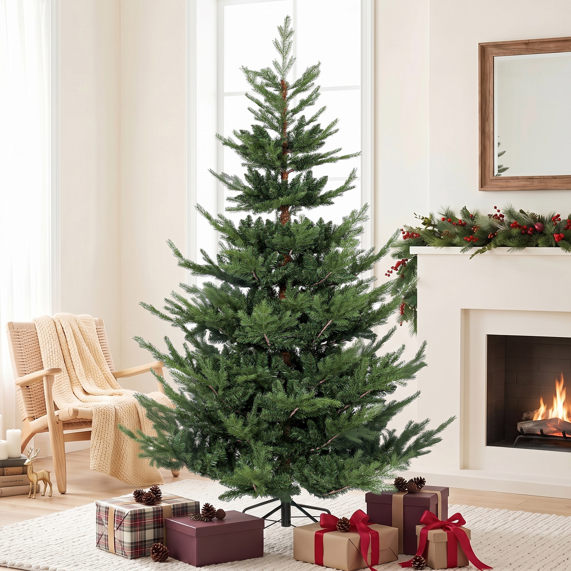 Weihnachtsbaum, Kunsttanne, realistisches Aussehen, schneller Aufbau, Kunststoff, Grün, 140 x 140 x 210cm