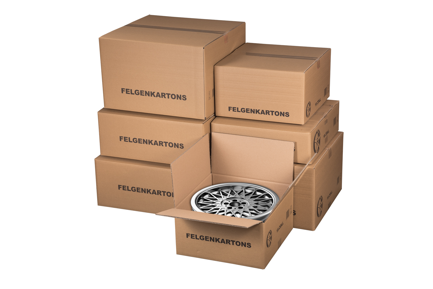 Felgenversandkarton, 550x550x340mm, braun, 2-wellig, VPE4