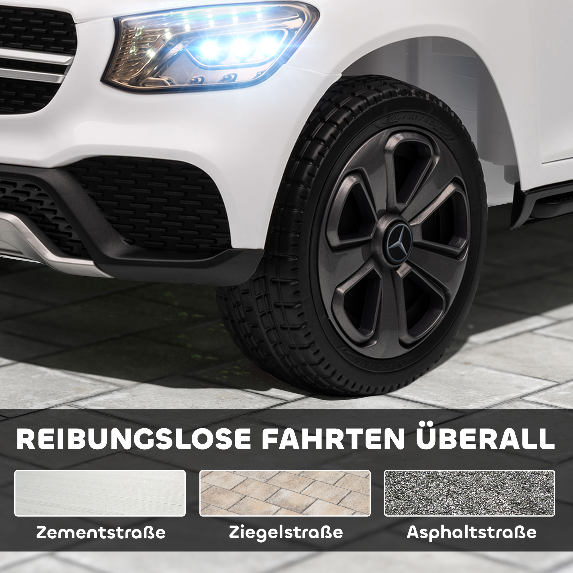 Elektroauto für Kinder, 12V Kinderauto mit Fernbedienung, LED-Lichter, Musik, 3 Geschwindigkeiten, 3-6 Jahre, Weiß