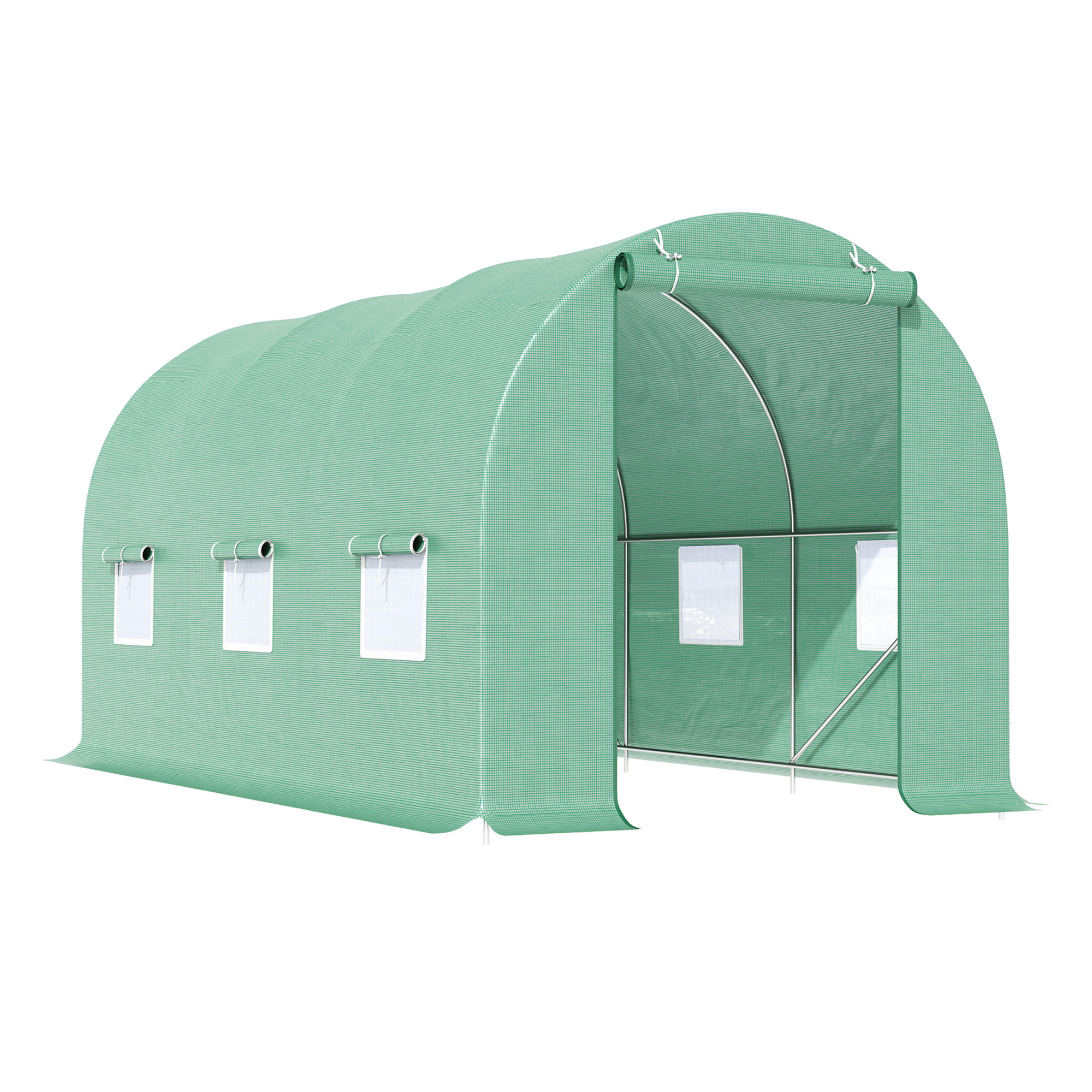 Gewächshaus 445x190x200cm Foliengewächshaus Tomatenhaus Tür mit Moskitonetz, Fenster, Folientunnel aus verzinktem Stahl, stabiles Pflanztunnel, Treibhaus inkl, Erdanker Seilen, Grün Gewächshaus 445x190x200cm Foliengewächshaus Tomatenhaus Tür mit Moskitonetz, Fenster, Folientunnel aus verzinktem Stahl, stabiles Pflanztunnel, Treibhaus inkl, Erdanker Seilen, Grün