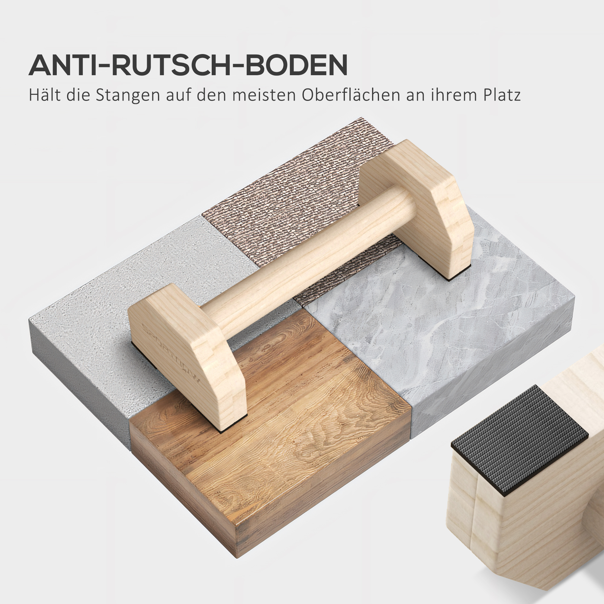 Push Up Bars im 2er-Set, robust & rutschfest, bis 120 kg, Buchenholz, 30x13x10cm, Natur