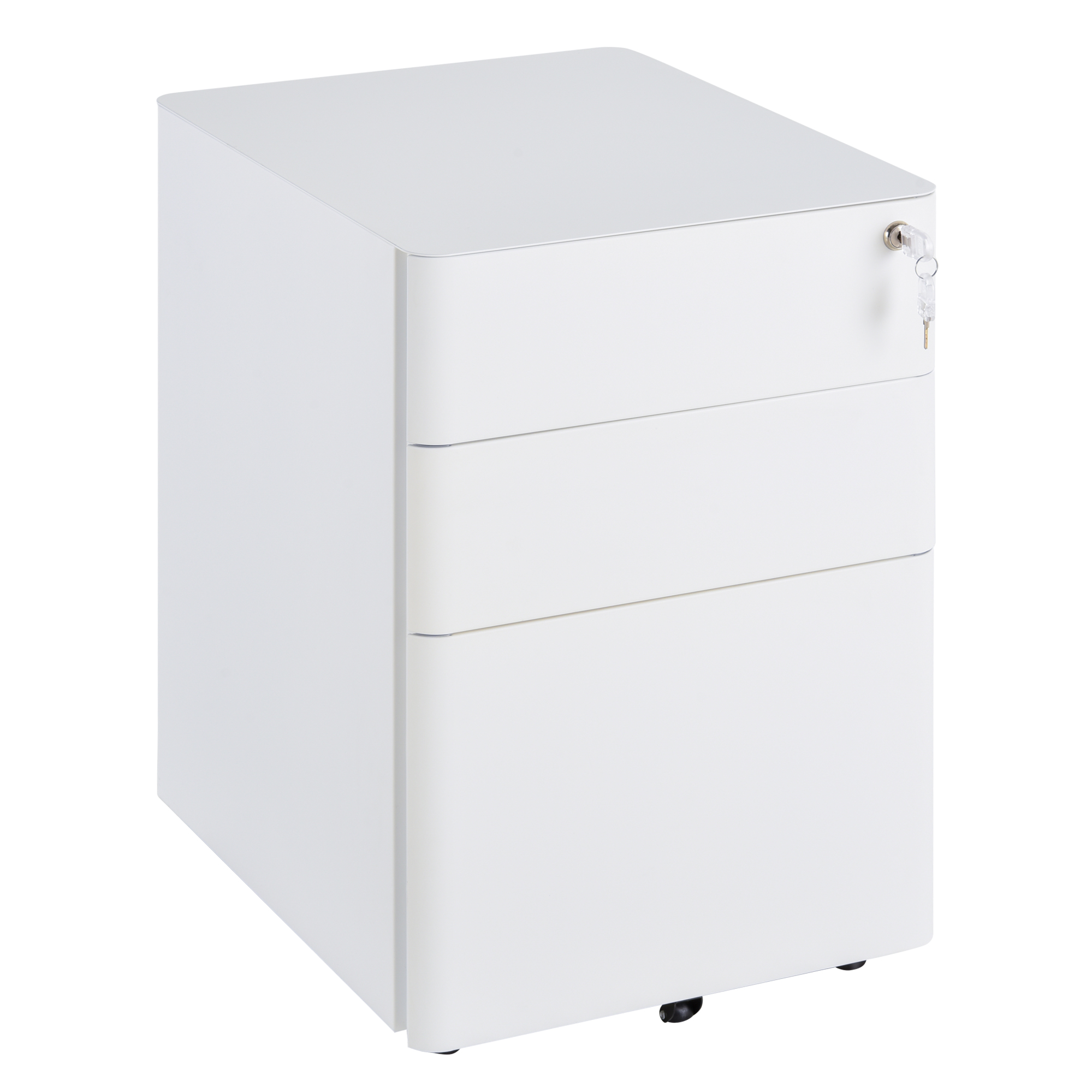 Rollcontainer, mobiler Aktenschrank mit 3 Schubladen, abschließbarer Büroschrank mit Hängeregistratur, Aufbewahrung, Stahl, 39 x 48 x 59 cm Weiß Rollcontainer, mobiler Aktenschrank mit 3 Schubladen, abschließbarer Büroschrank mit Hängeregistratur, Aufbewahrung, Stahl, 39 x 48 x 59 cm Weiß
