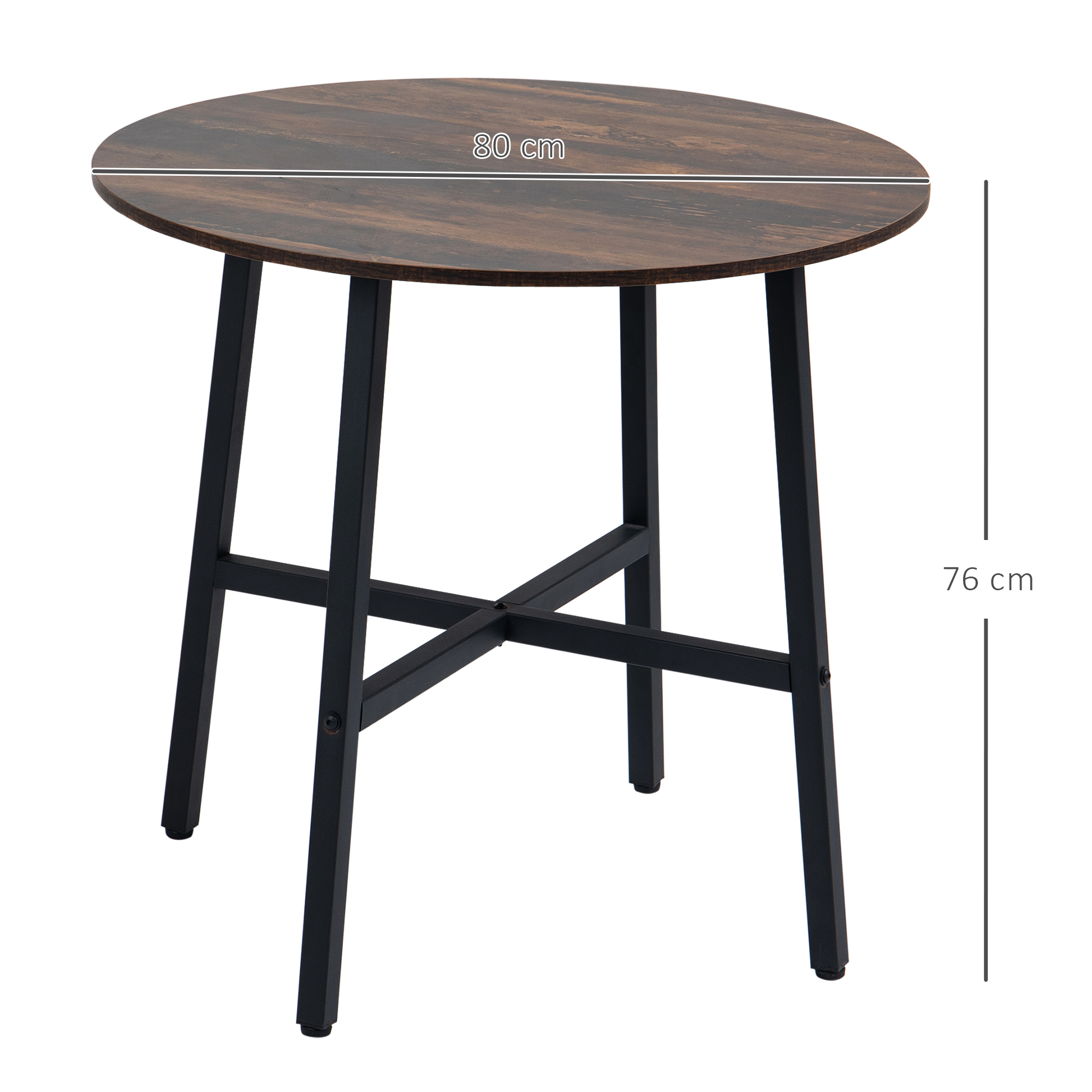 Esstisch Küchentisch, großer Tisch, Industriedesign, Rustikales Design, ?80 x 76 cm, Braun