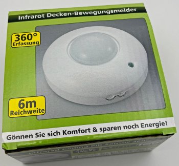 Decken-Bewegungsmelder "CBM" 360° / PIR, LED geeignet, 6m Detektion, weiß