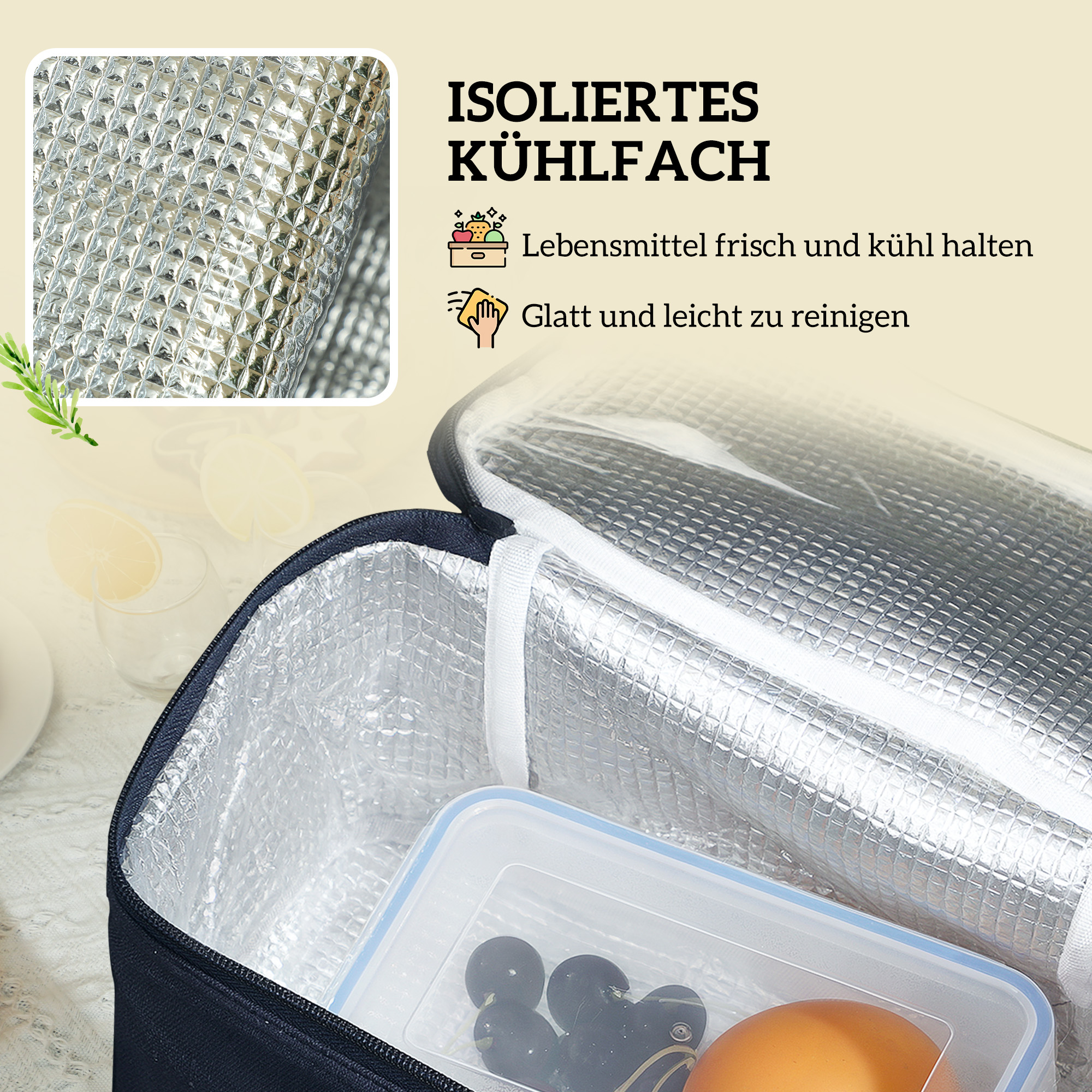 Picknickkorb aus Weidenholz Picknickkoffer für 4 Personen mit Isoliert Kühlfach Besteck Set Naturholz