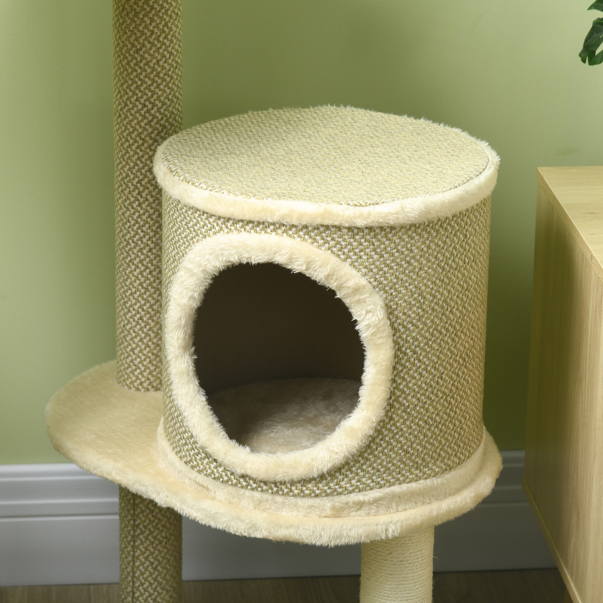 Kratzbaum Katzenbaum, 1 Katzenbett, 1 Katzenhöhle, 2 Liegeflächen, 124 cm x 59 cm x 40cm +Beige