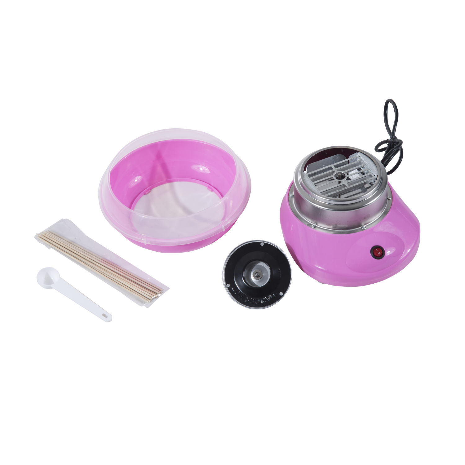 Zuckerwattemaschine für Zuhause Cotton Candy Machine Zuckerwatte Maschine mit Stäbchen und Messlöffel Höhe 18 cm 550W für Kinderfest, Geburtstag, Party Rosa
