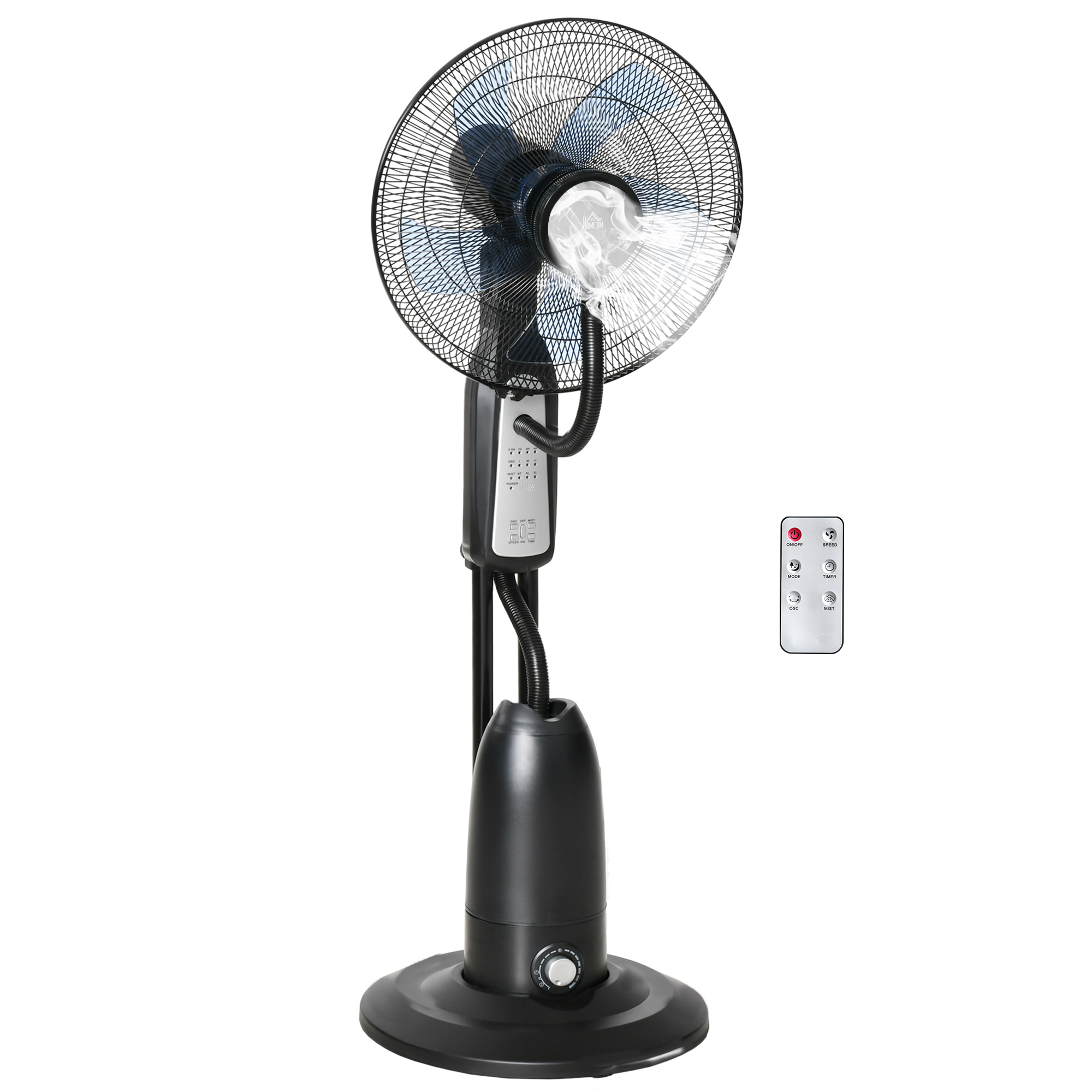 Standventilator, Luftbefeuchter, mit 2,8L Tank, 3 Modi, Fernbedienung, mobil, schwarz, Ø44,5  x 120 cm
