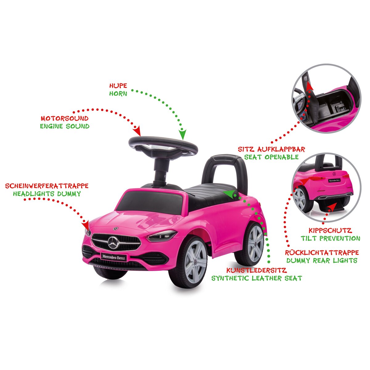 Rutscher Mercedes-Benz C-Class pink 2in1