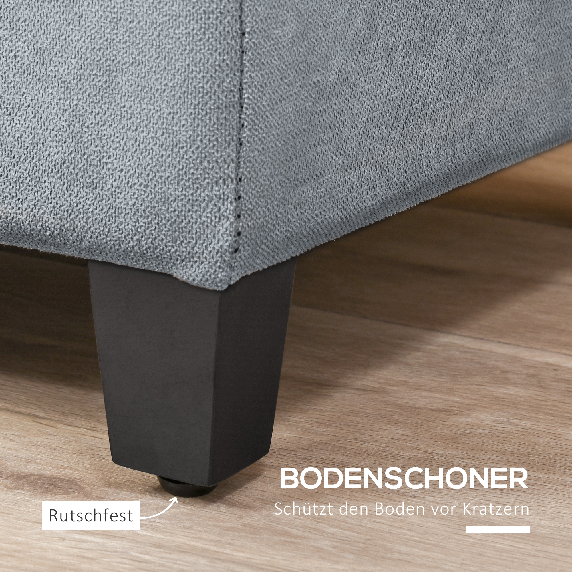 Sitzbank mit Stauraum, Ottomane, Flurbank, Knopfheftung,125,1 cm x 48,9 cm x 41,3 cm, Grau