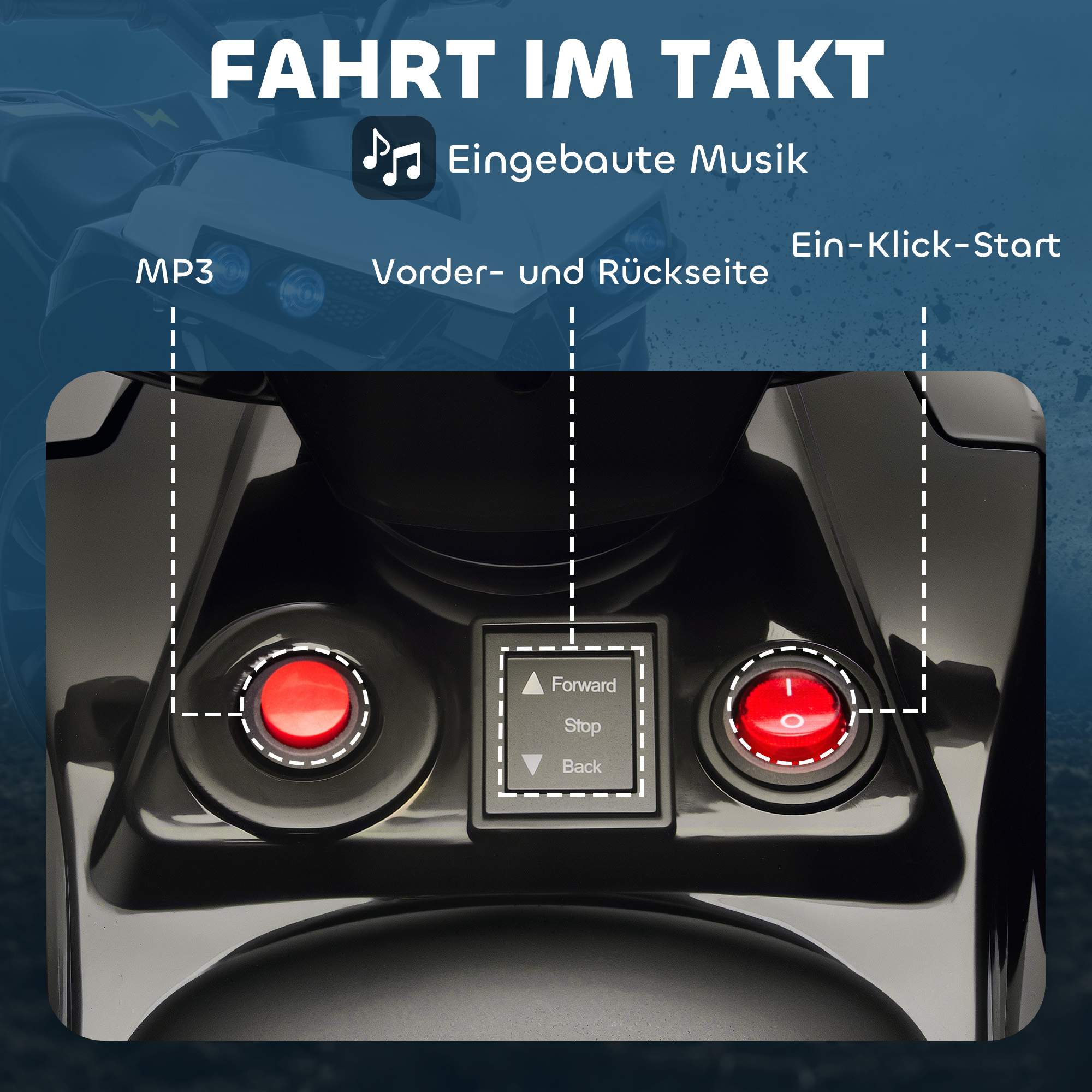 Kinder Quad Elektro 6V Kinderquad mit Vorwärts-, Rückwärtsfunktion, Musik, LED-Scheinwerfer Weiß