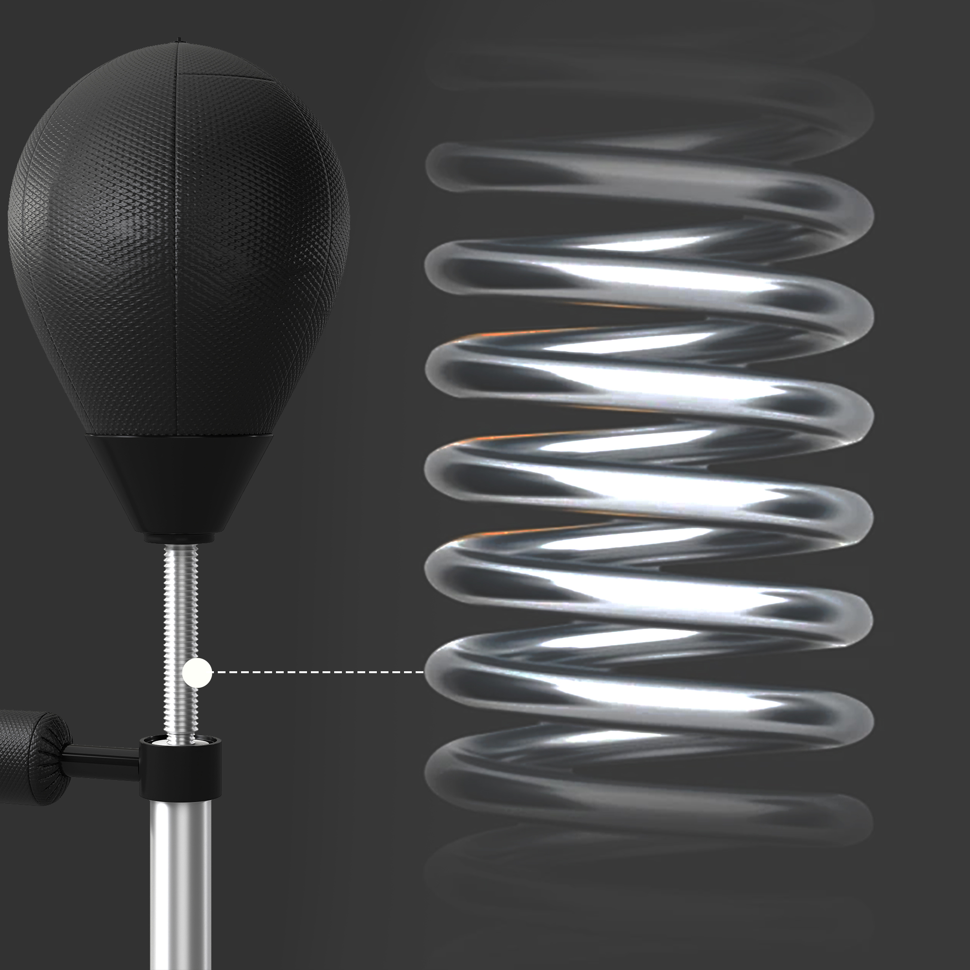 Punchingball mit Reflexstange, höhenverstellbar 160-205 cm, befüllbare Basis, inkl. Luftpumpe, Schwarz