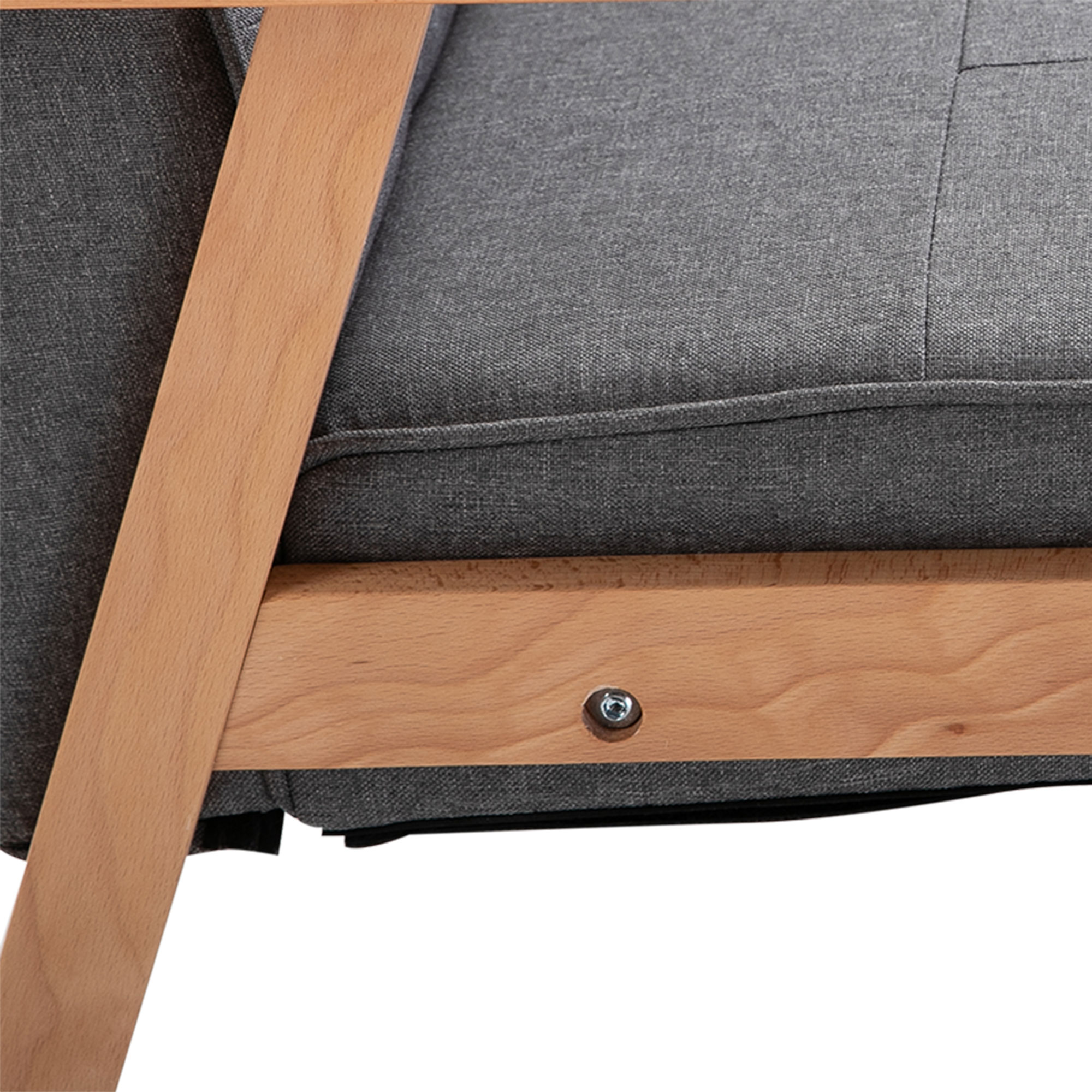 Einzelsofa Loungesessel Polsterstuhl mit Armlehnen Holzrahmen Leinen Grau 64,5 x 70 x 74 cm