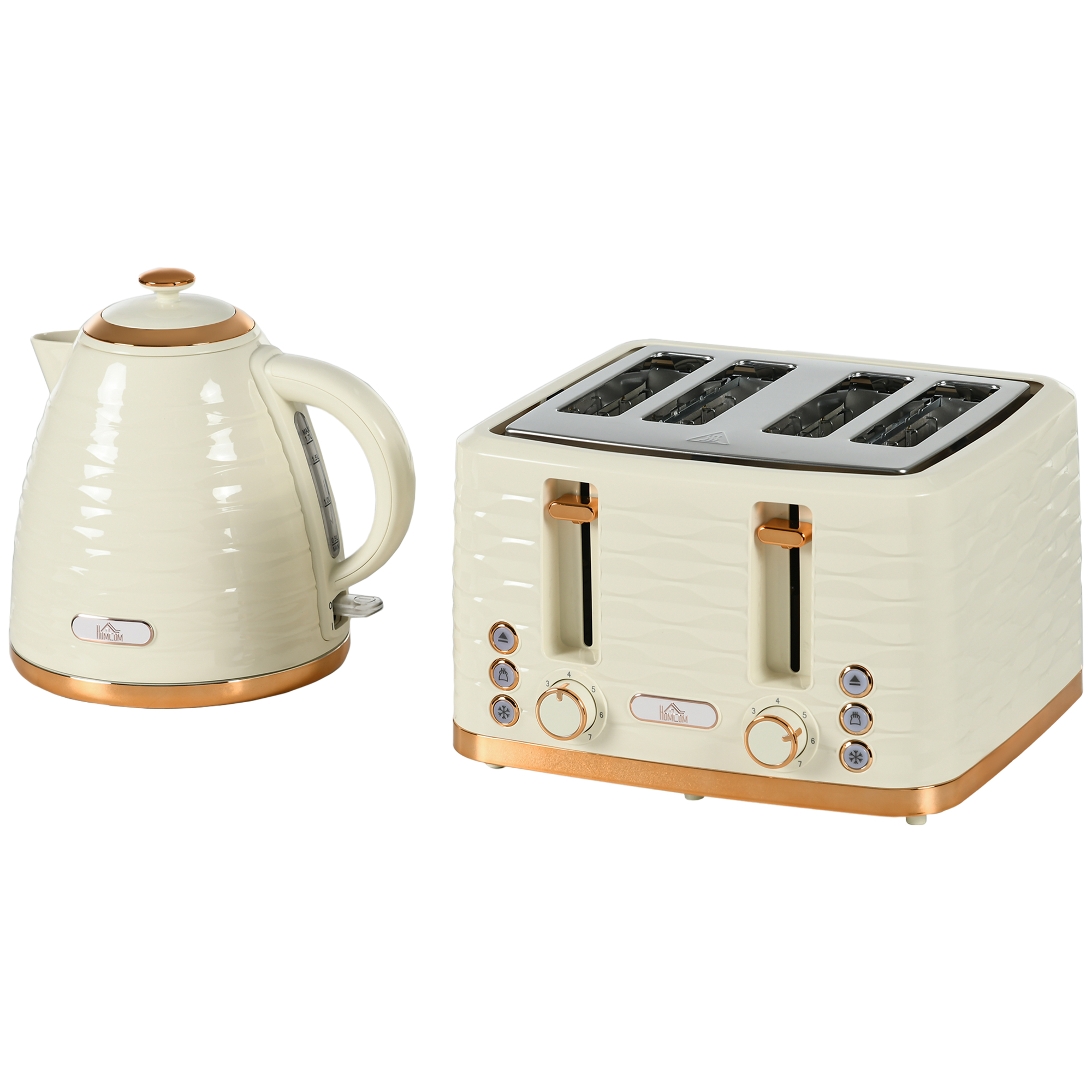 2-in-1 Toaster- und Wasserkocher-Set, 7 Bräunungsstufen, Auftau- und Aufwärmfunktion, Beige 2-in-1 Toaster- und Wasserkocher-Set, 7 Bräunungsstufen, Auftau- und Aufwärmfunktion, Beige