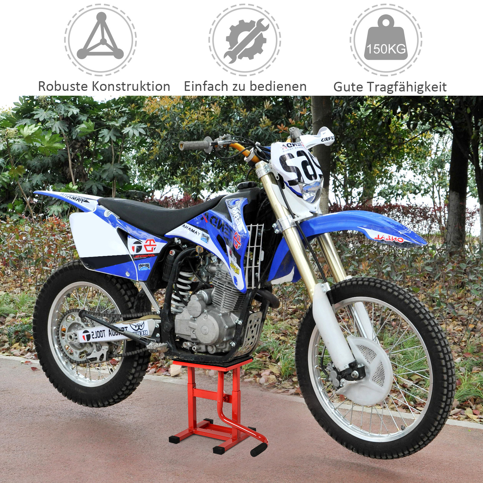 Motorradheber 150 kg Belastbar Motorradhebebühne 275/395 mm Höhenverstellbar in Garage & Außenbereichen