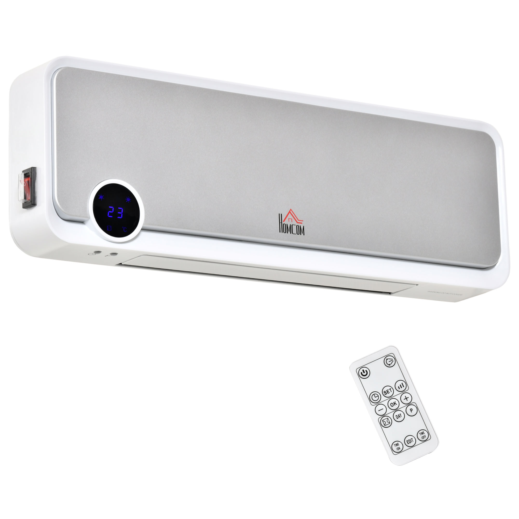 Heizlüfter zur Wandmontage 2000W mit Fernbedienung, 3 Betriebsmodi, LED-Display 12h Timer Heizlüfter zur Wandmontage 2000W mit Fernbedienung, 3 Betriebsmodi, LED-Display 12h Timer