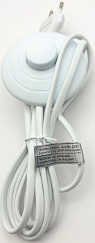 Netzkabel mit Fußschalter, blanke Enden, 2m lang, weiß