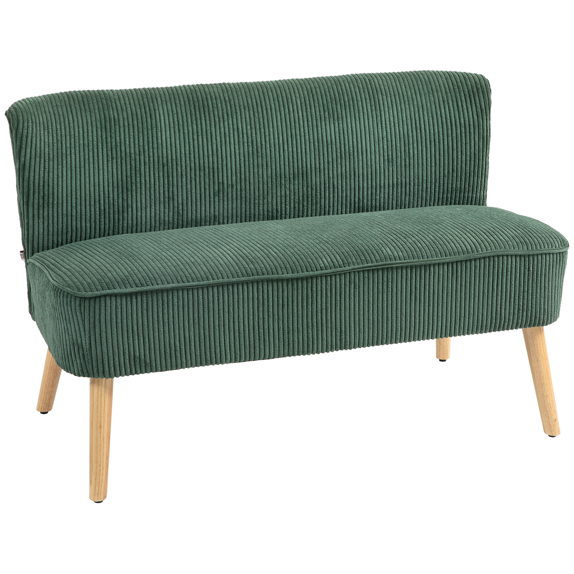 2-Sitzer Polstersofa, Holz, Samtartiges Polyester, Schaumstoff, 117 x 56,5 x 77 cm, Grün