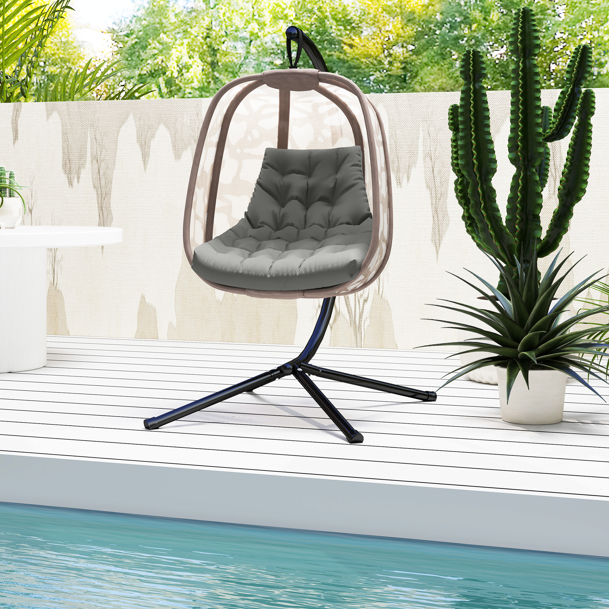 Sitzkissen, Außensitzkissen für Hängekorb und Schaukelstühle, Outdoor-Polsterkissen, Grau