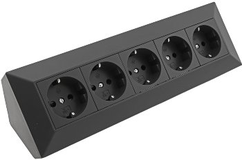 5-fach Steckdosenblock, schwarz / 250V~/ 16A, Aufbaumontage