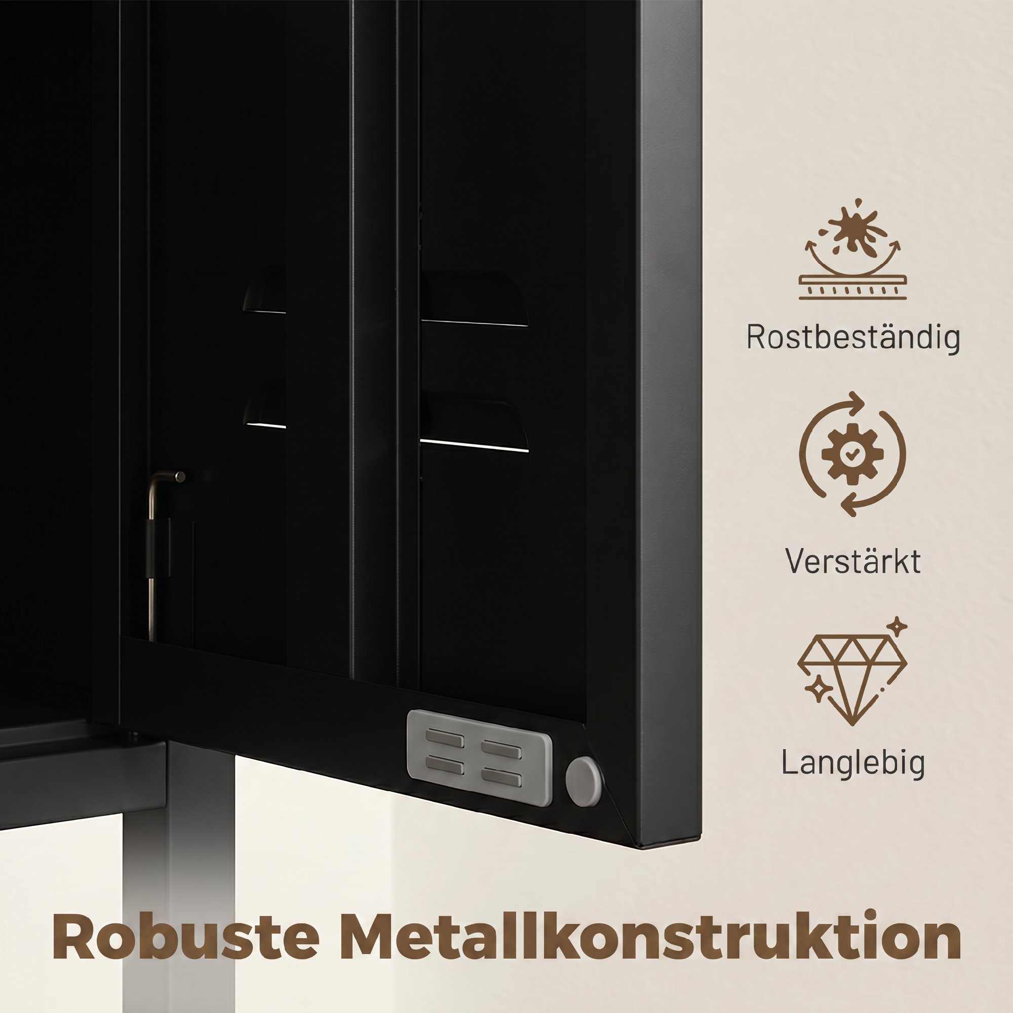 Metallschrank, Industrieller Kleiderschrank mit verstellbaren Böden für Schlafzimmer, Garage und Büro, Schwarz