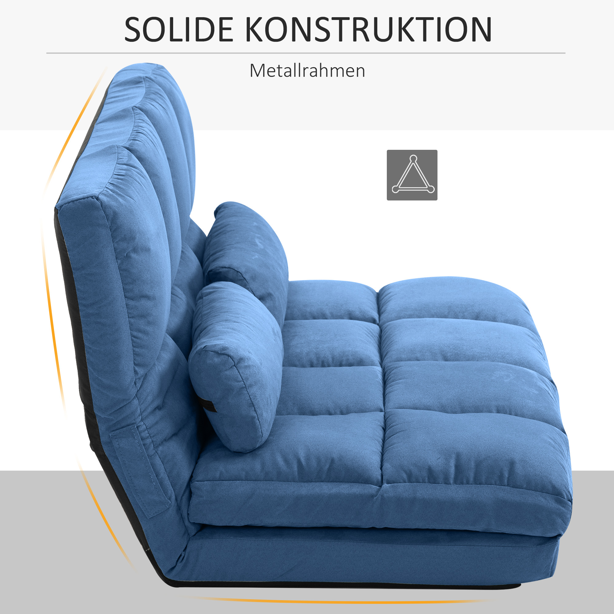 Bodensofa Schlafsofa Sofa, klappbar, verstellbare Rückenlehne, 102 cm x 73 cm x 60 cm , Blau