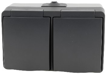 NUQUI Feuchtraum Doppel-Steckdose horiz. / IP54, Aufputz, 250V~/ 16A